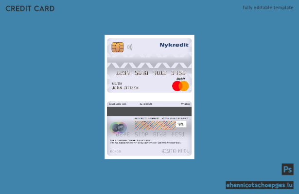 Beispielvorschau für eine Master-Debitkarte der dänischen Nykredit-Bank